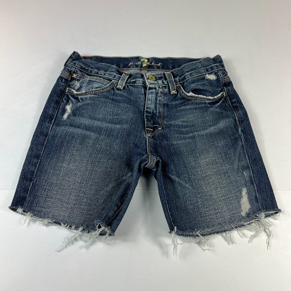 7 For All Mankind Jean Shorts Women's 25 Jagger Blue Fade Cut Offs Denim Jorts
